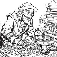 coloring book page of a pirate vector