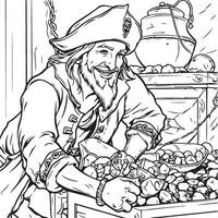 coloring book page of a pirate vector