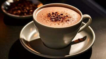 Photo of Spiced Hot Chocolate as a dish in a high-end restaurant. Generative AI