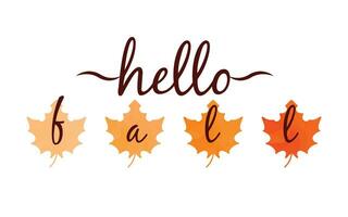 Hello fall. Illustration with fallen maple leaves on a white background. For banner, background, greeting card. Vector illustration