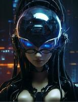 female robot in online web world, cyberspace style illustration photo