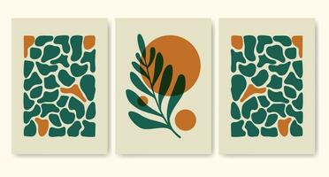 Aesthetic minimalist botanical poster set illustration vector