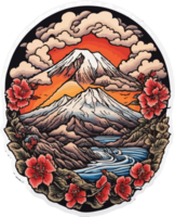 Fuji Mountain Logo PNG Transparent with AI Generative