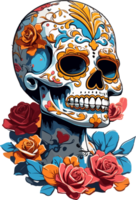 Sugar Skull Day of The Dead Clip Art with AI Generative png