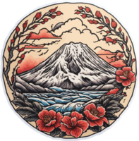 Fuji Mountain Logo Illustration with AI Generative png