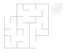 Square maze,  logic game with labyrinths.  maze game. A maze with answers vector