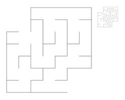 Square maze,  logic game with labyrinths.  maze game. A maze with answers vector