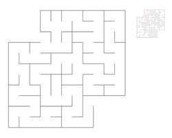 Square maze,  logic game with labyrinths.  maze game. A maze with answers vector