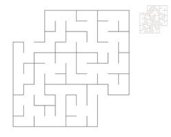 Square maze,  logic game with labyrinths.  maze game. A maze with answers vector