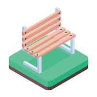 Isometric illustration of a park bench vector