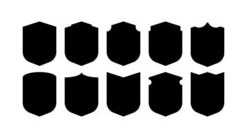 conjunto de escudos forma silueta vector diseño