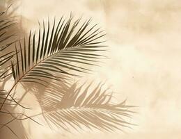 Beige background with palm leaves photo