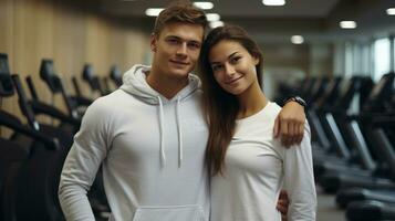 Young couple in sport gym photo