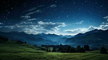 Summer mountains with a clear starry sky photo