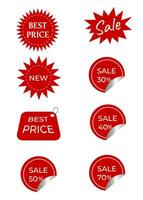 Collection of discount labels for sale, black friday vector