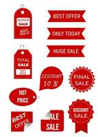 Collection of discount labels for sale, black friday vector