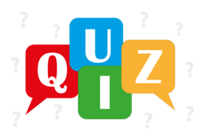 Quiz logo with speech bubble symbols, concept of questionnaire show sing, quiz button, question competition. png