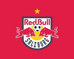 Red Bull Salzburg Club Logo Symbol Austria League Football Abstract Design Vector Illustration With Red Background