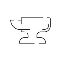 Blacksmith line icon. Crafting anvil with hammer line art vector icon for games and websites.