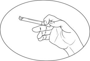 Human Hand with a Cigarette Isolated Non Colored Drawing vector