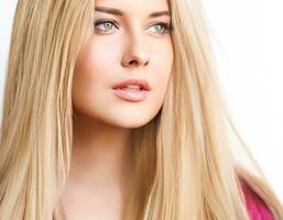 Hairstyle, beauty and hair care, beautiful blonde woman with long blond hair, glamour portrait for hair salon and haircare photo