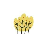 autumn bush in flat style. hand drawn vector illustration