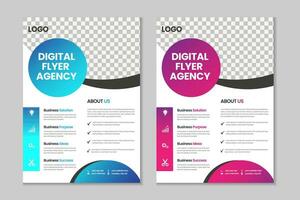 Double pages a4 business flyer, corporate brochure template design with mockup vector