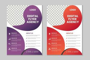 Double pages a4 business flyer, corporate brochure template design with mockup vector