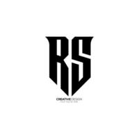 Letter Rs with modern shield shape security business cyber typography monogram logo vector