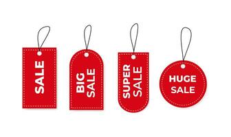 Sale tags set. Vector illustration. Red price labels isolated on white