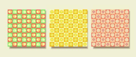Cute fruity seamless pattern set vector