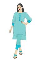 Beautiful Pakistani girl wearing Shalwar kameez vector