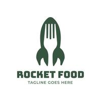 Space Rocket with Fork for Fast Food Delivery Service Logo Design Fork Symbol vector illustration fork