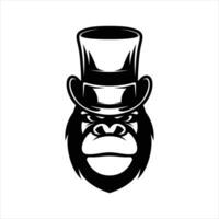 mono sombrero de copa contorno mascota diseño vector
