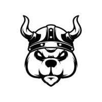 Bear Viking Outline Mascot Design vector