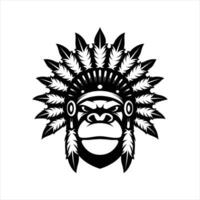 Ape Apache Outline Mascot Design vector