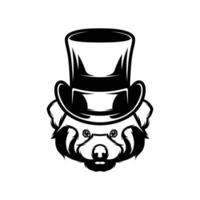 Red Panda Tophat Outline vector