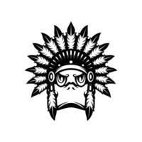 Duck Apache Outline Mascot Design vector