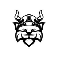 Cat Viking Outline Mascot Design vector