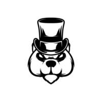 Bear Tophat Outline Mascot Design vector