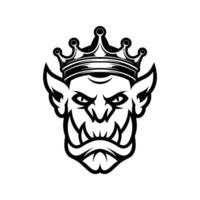 Ogre Crown Outline Mascot Design vector