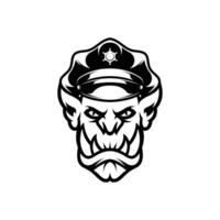 Ogre Police Outline Mascot Design vector