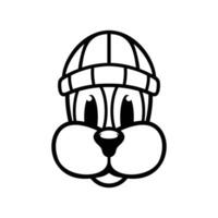 Dog Beaniehat Outline Mascot Design vector