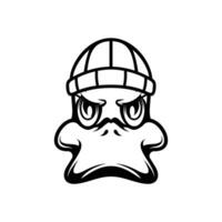 Pato sombrero de Beanie contorno mascota diseño vector