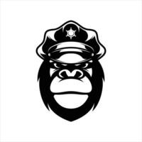 Ape Police Outline Mascot Design vector