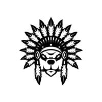 Bear Apache Outline Mascot Design vector