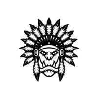 Ogre Apache Outline Mascot Design vector
