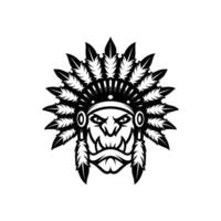 Ogre Apache Outline Mascot Design vector