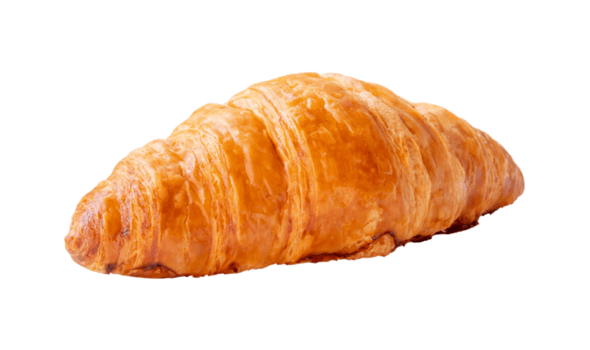 voorkant visie van single croissant geïsoleerd met knipsel pad in PNG het dossier formaat