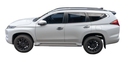 Beautiful white SUV car isolated with clipping path in png file format